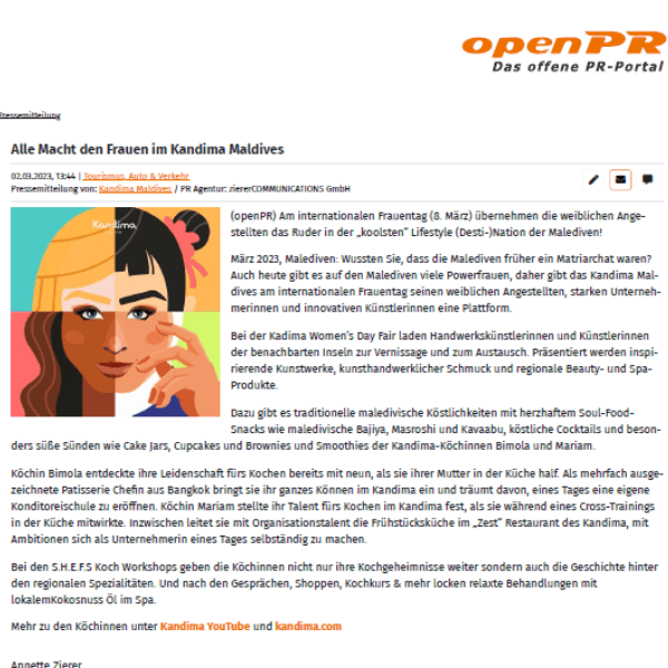 Openpr, Online International Women's Day Press Release 2023