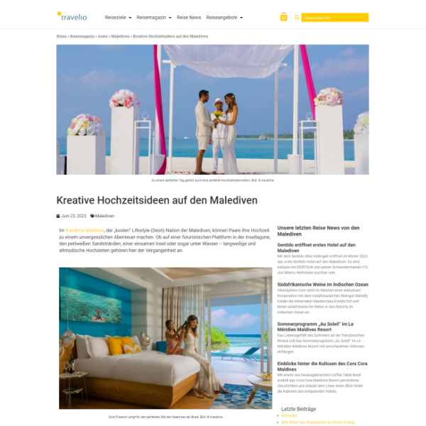 Travelio: Creative wedding ideas in the Maldives