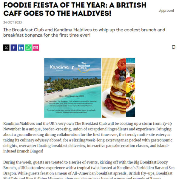 Ttg Media Noticeboard  UK: Foodie fiesta of the year