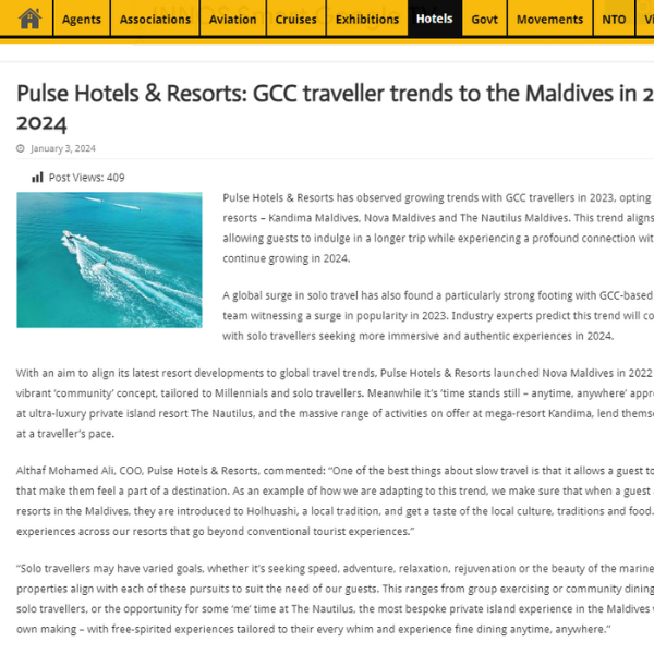 Tourism Breaking News, GCC : Pulse Hotels & Resorts