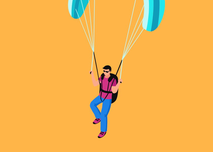 Paraquedismo tandem para um hóspede com filmagens da câmara fotográfica manual